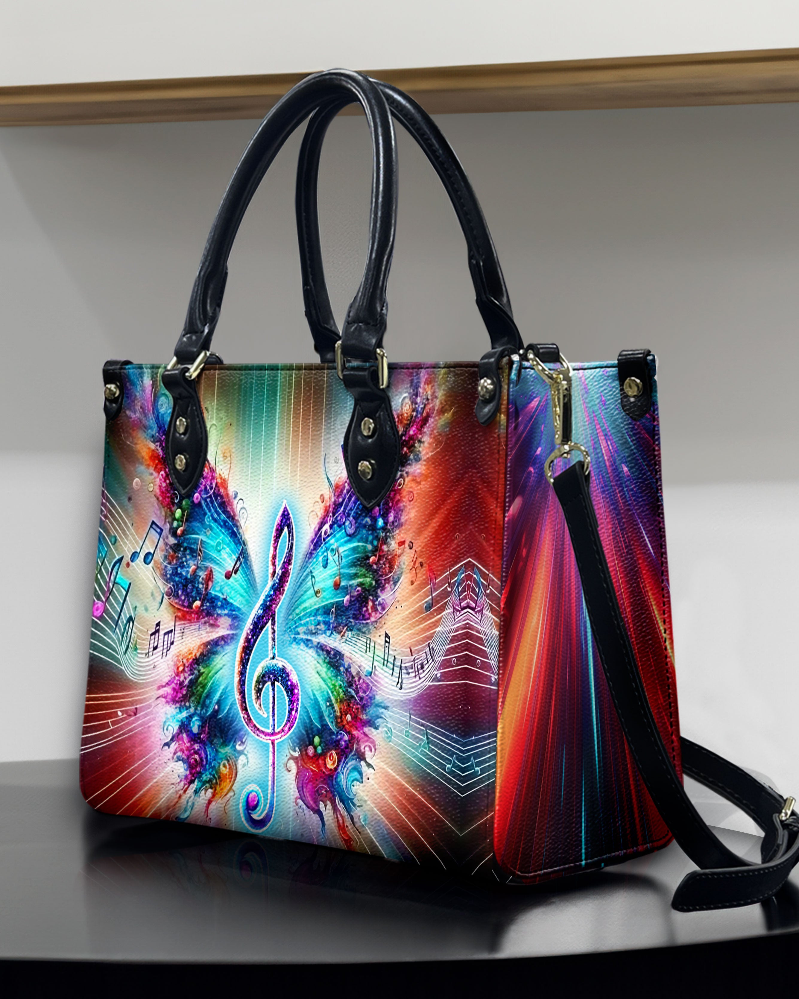 HIPPIE MUSIC BUTTERFLY LEATHER HANDBAG - YHDU0507244