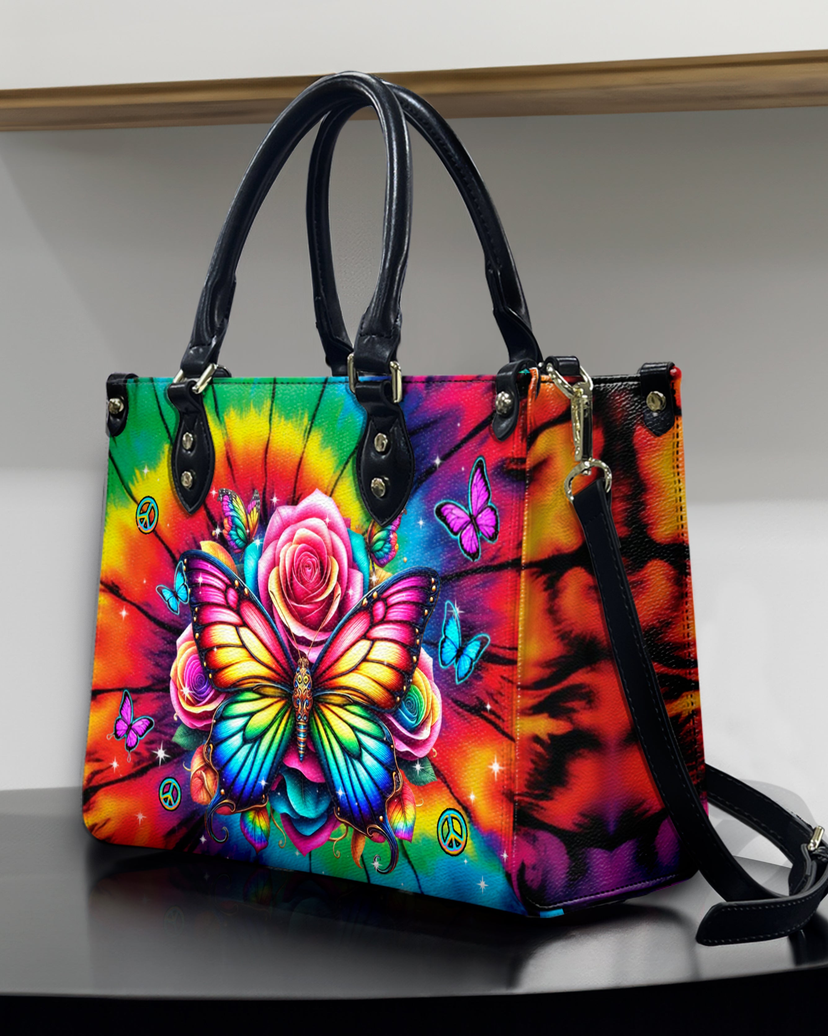 COLORFUL HIPPIE BUTTERFLY LEATHER HANDBAG - YHDU2612244