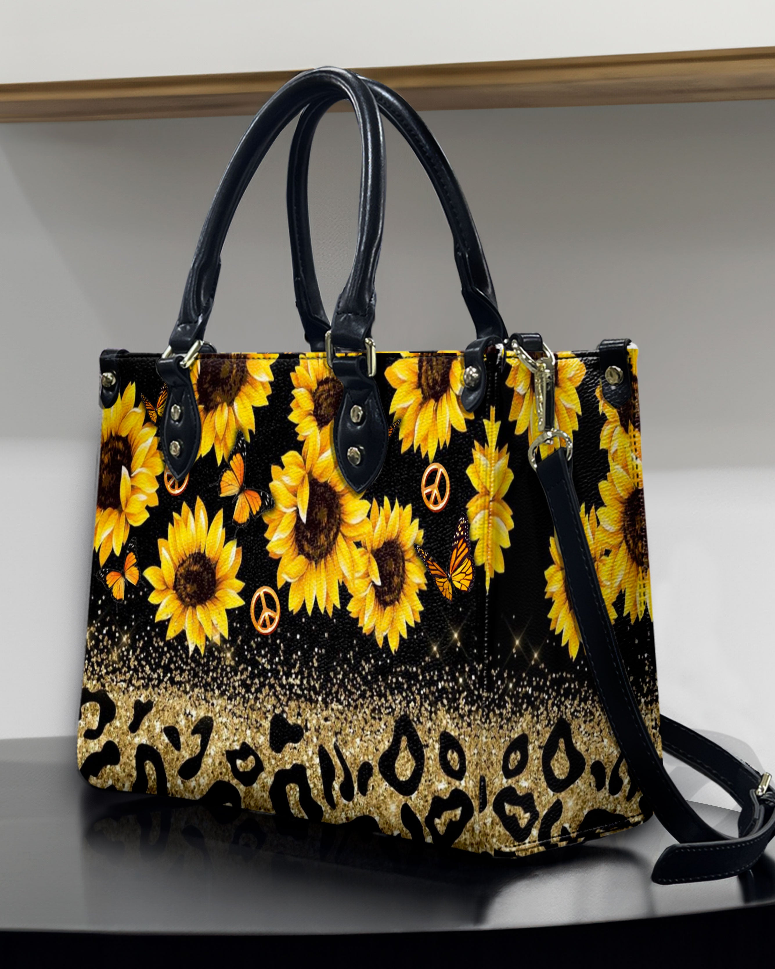 SUNFLOWER LEOPARD LEATHER HANDBAG - YHDU1311248