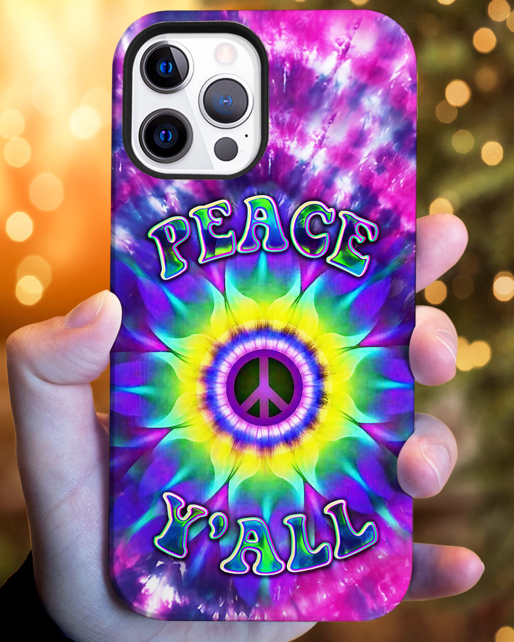 PEACE Y'ALL TIE DYE PHONE CASE - YHDU2906235