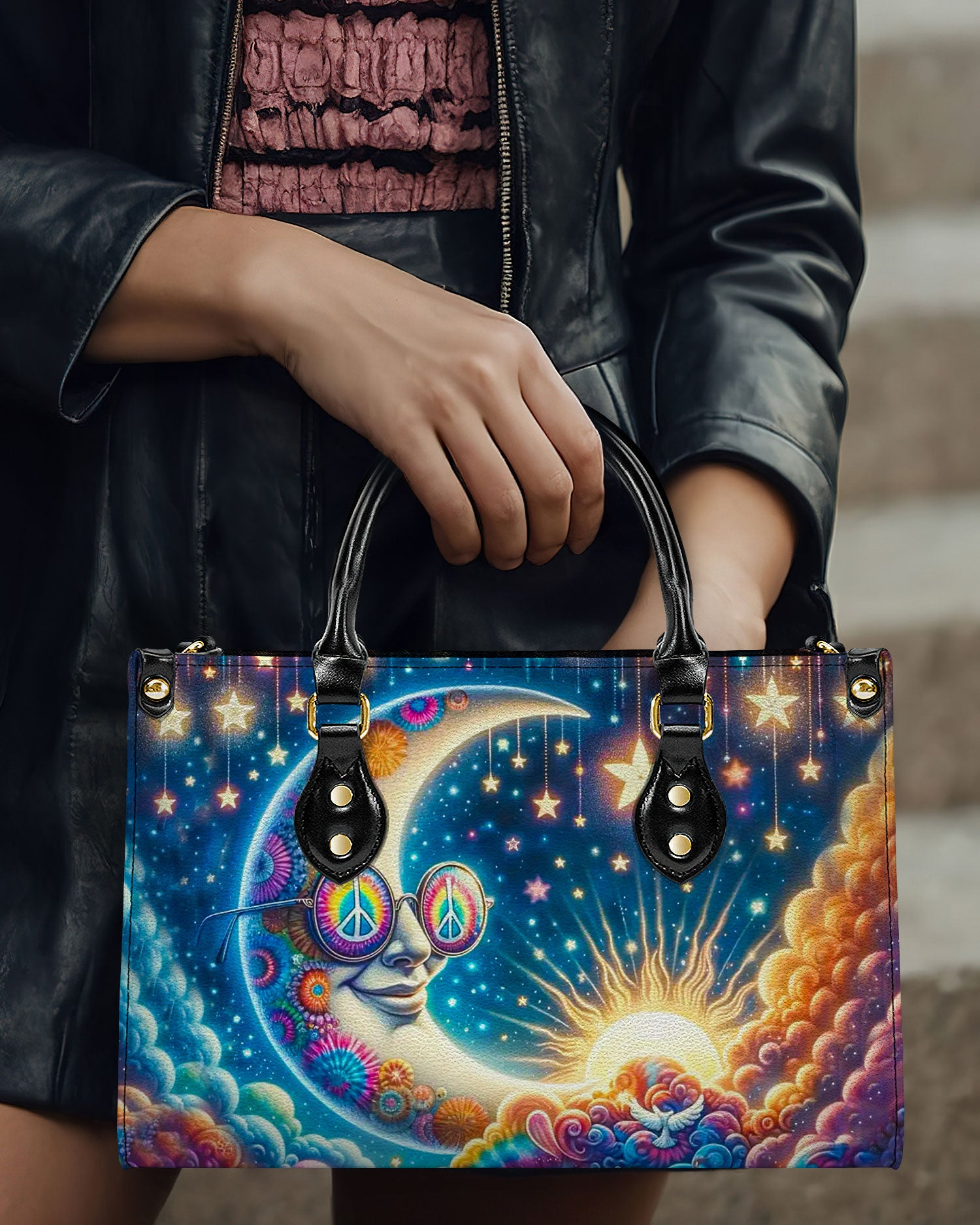 HIPPIE MOON STARS LEATHER HANDBAG - YHDU0909244