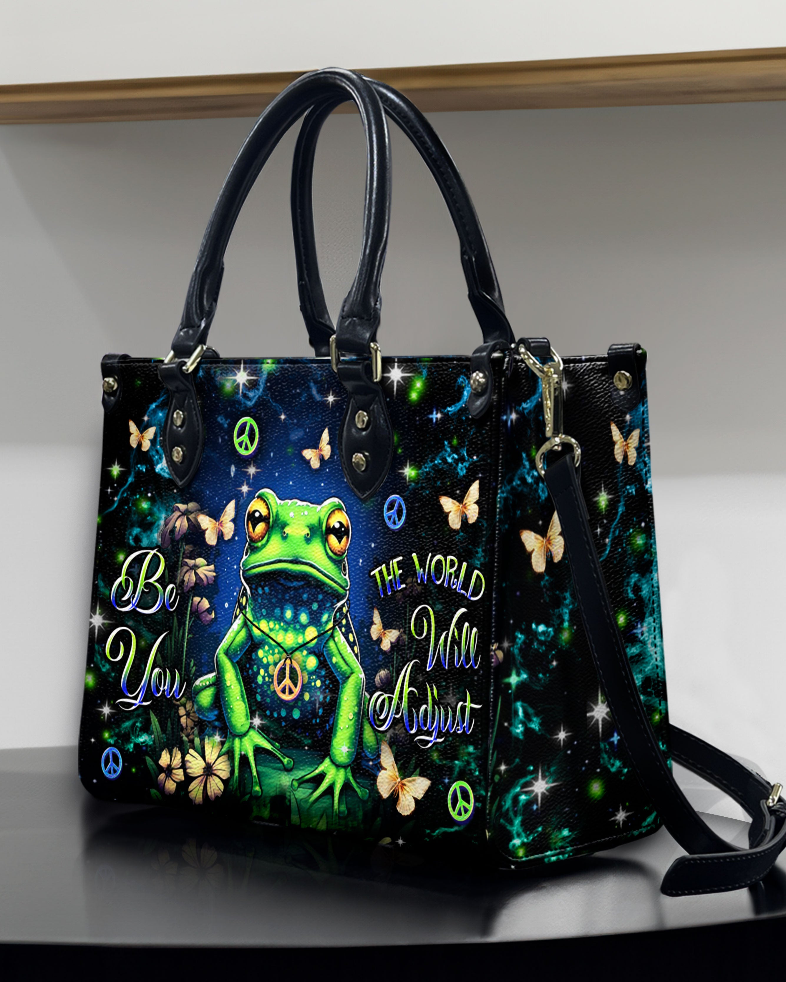 BE YOU THE WORLD WILL ADJUST FROG LEATHER HANDBAG - YHDU2507243