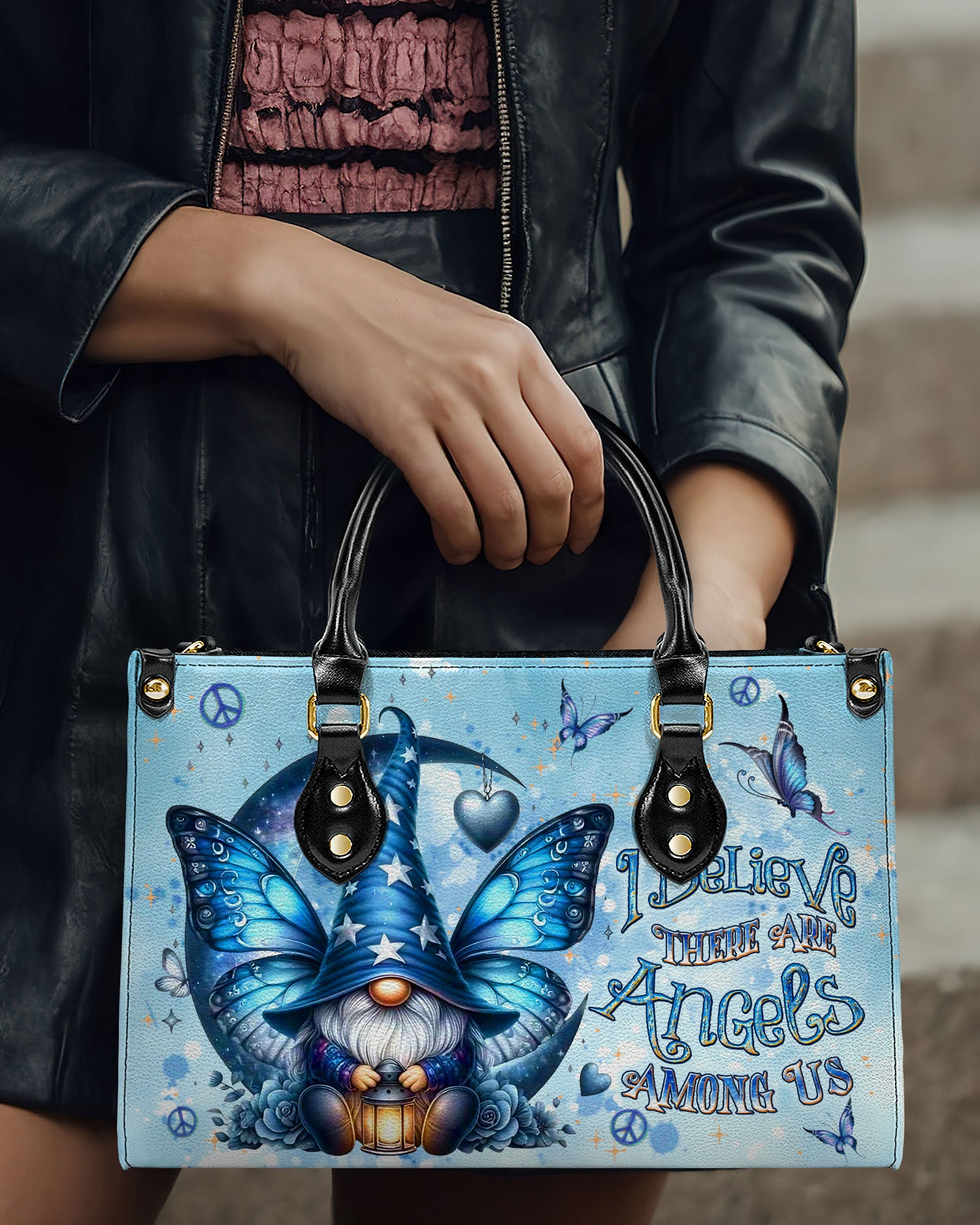 I BELIEVE THERE ARE ANGELS AMONG US LEATHER HANDBAG - YHDU1709244