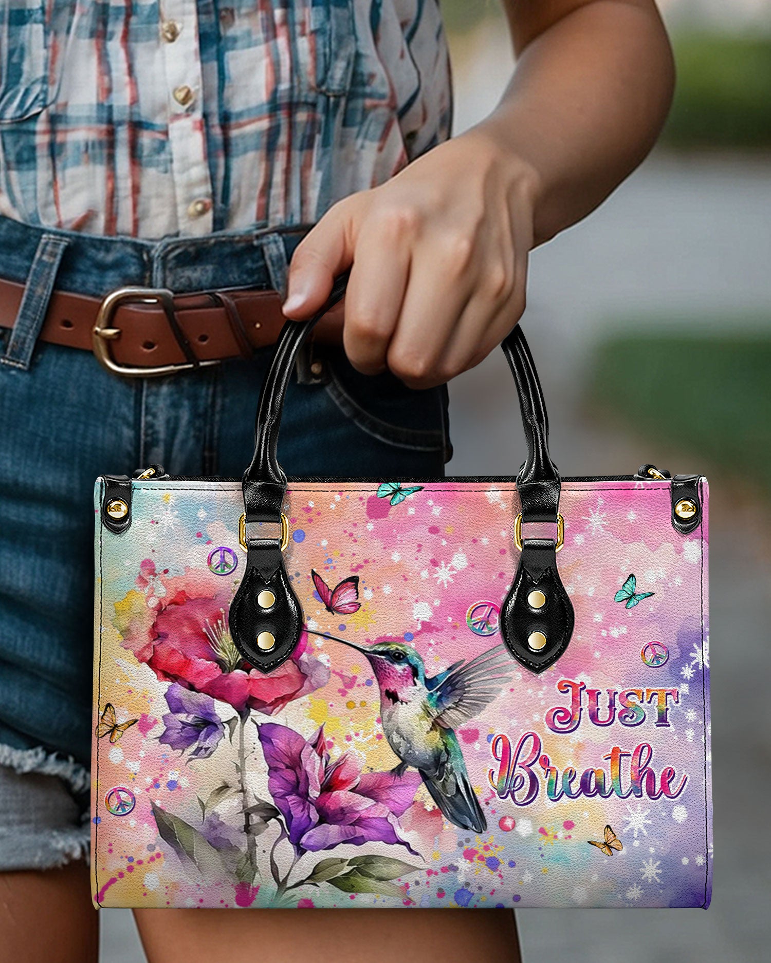 JUST BREATHE HUMMINGBIRD LEATHER HANDBAG - YHDU2310244