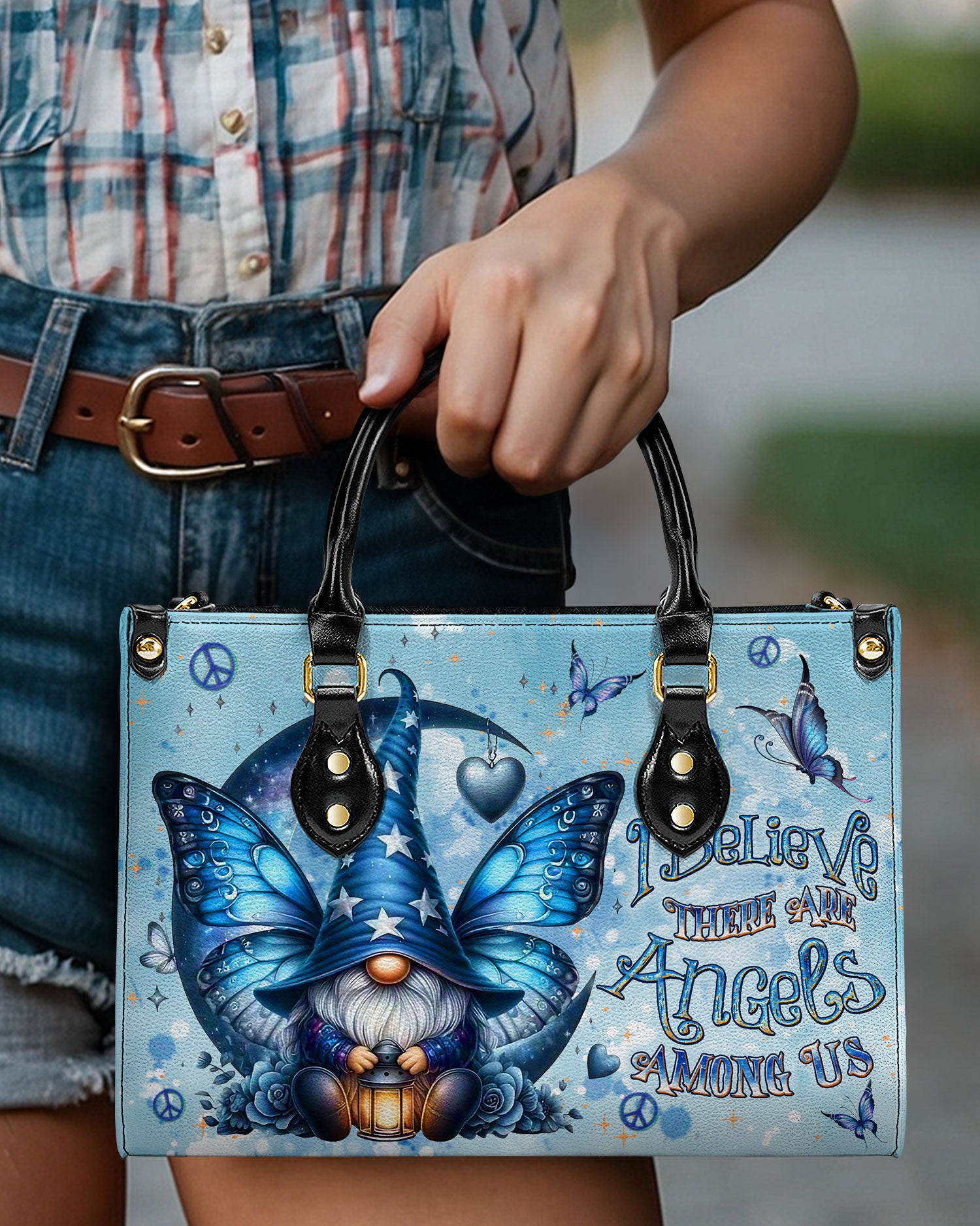 I BELIEVE THERE ARE ANGELS AMONG US LEATHER HANDBAG - YHDU1709244