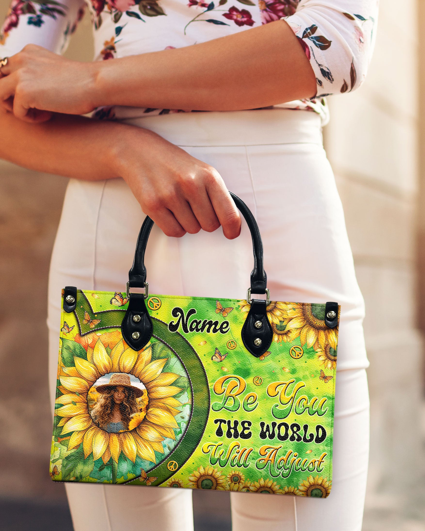 PERSONALIZED BE YOU THE WORLD WILL ADJUST TIE DYE LEATHER HANDBAG - TYTM1301251