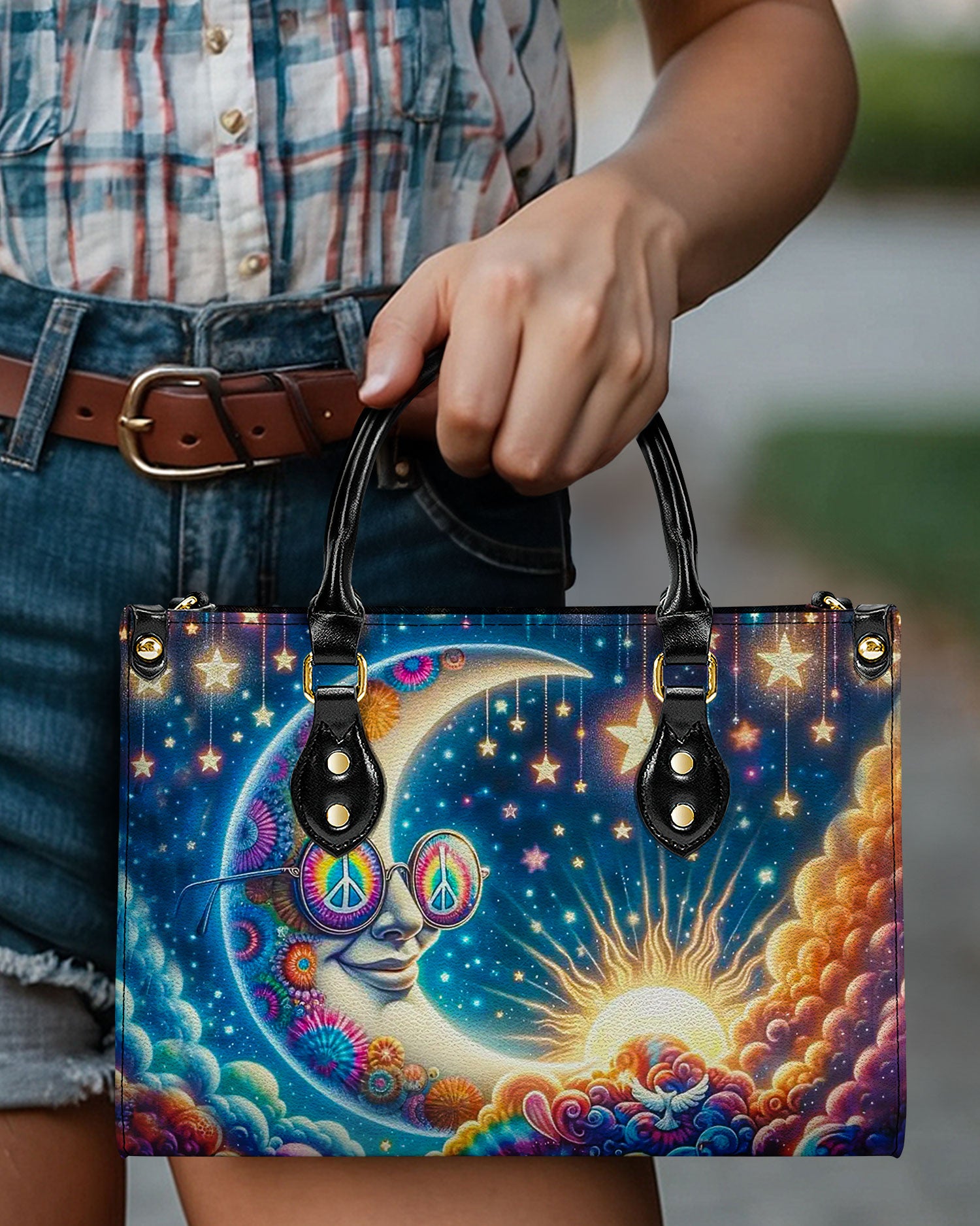 HIPPIE MOON STARS LEATHER HANDBAG - YHDU0909244