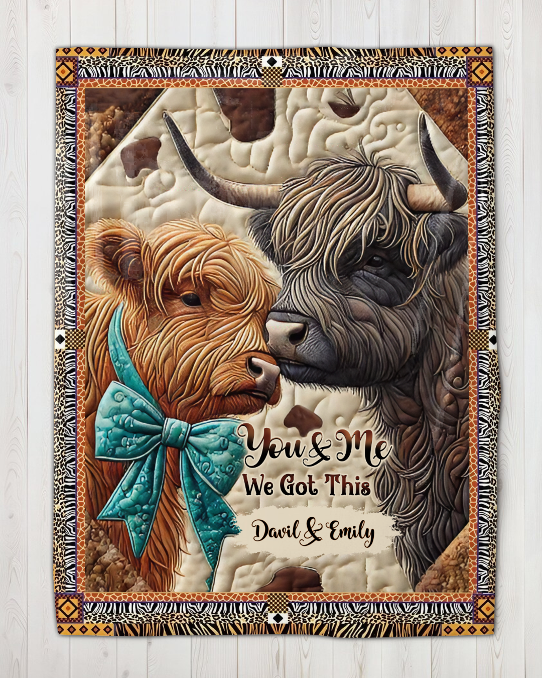 PERSONALIZED COUPLE COW FLEECE BLANKET - YHHN1401254