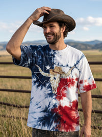 LONGHORN SKULL TEXAS MAP BURST ALL OVER PRINT - TLNO2706261