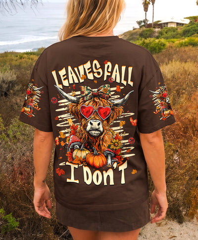 LEAVES FALL I DON'T HIGHLAND COW AUTUMN ALL OVER PRINT - TLHG2007261