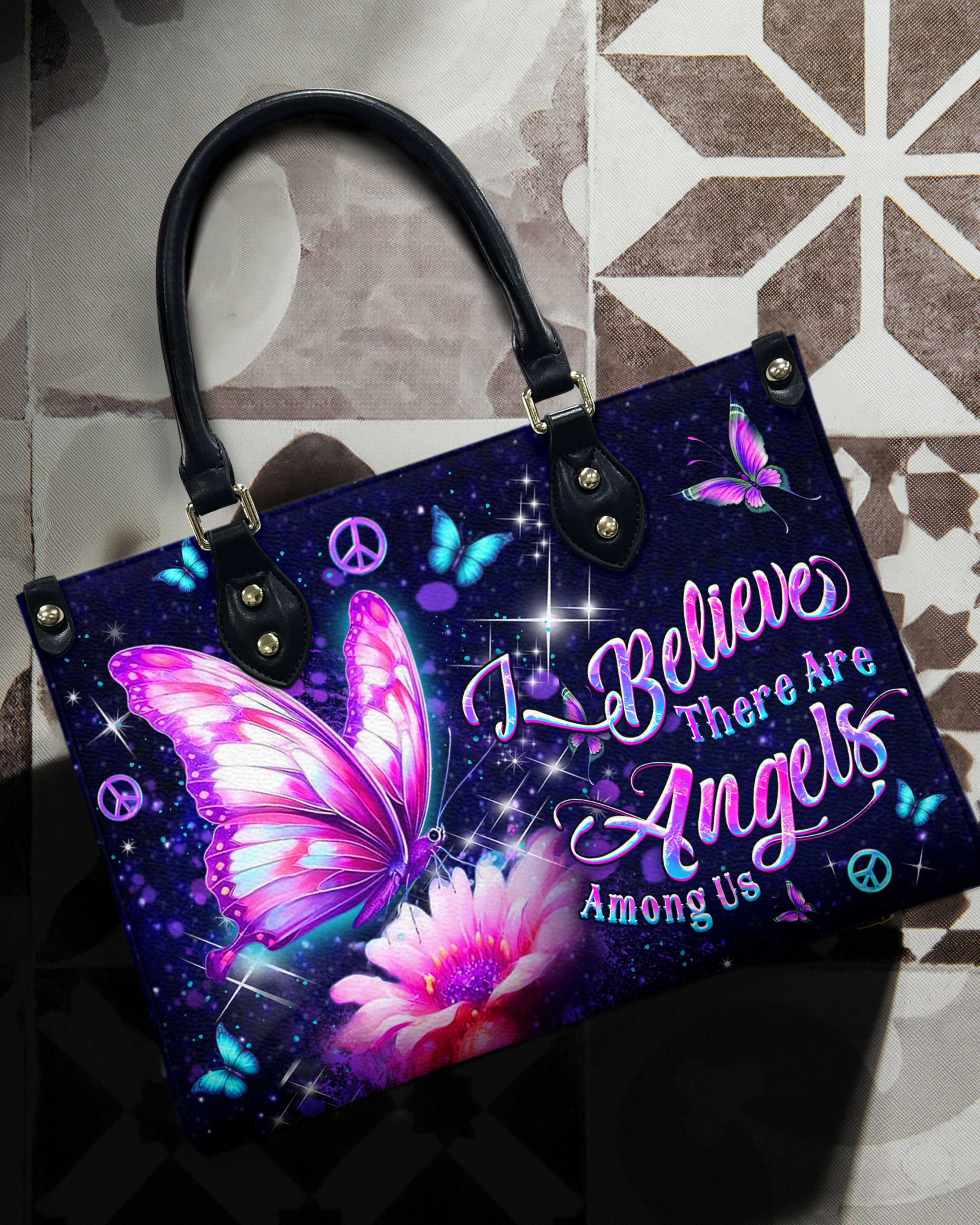 I BELIEVE THERE ARE ANGELS AMONG US LEATHER HANDBAG - YHDU1809244