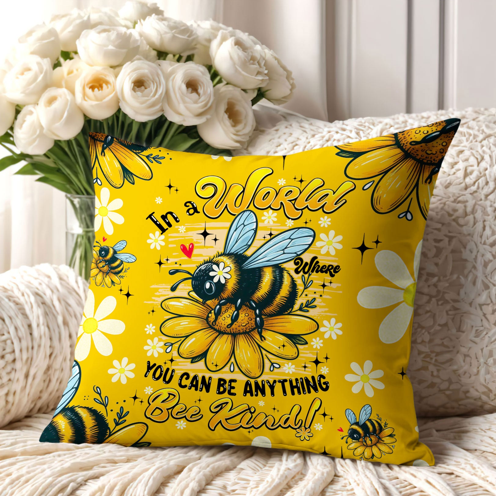 IN A WORLD WHERE YOU CAN BE ANYTHING BEE KIND PILLOW - TYQY0306257