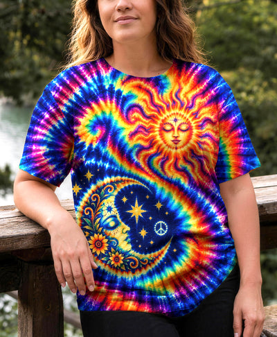 CELESTIAL RADIANT SWIRL SUN MOON ALL OVER PRINT - YHHG1510261