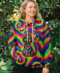 PSYCHEDELIC BLACK CAT WITCH HALLOWEEN ALL OVER PRINT - YHHG2209261