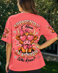 APPARENTLY I HAVE AN ATTITUDE WHO KNEW COW ALL OVER PRINT - TLHG0603262