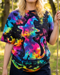 PSYCHEDELIC HALLOWEEN WITCH CAT BURST ALL OVER PRINT - TYQY0909262