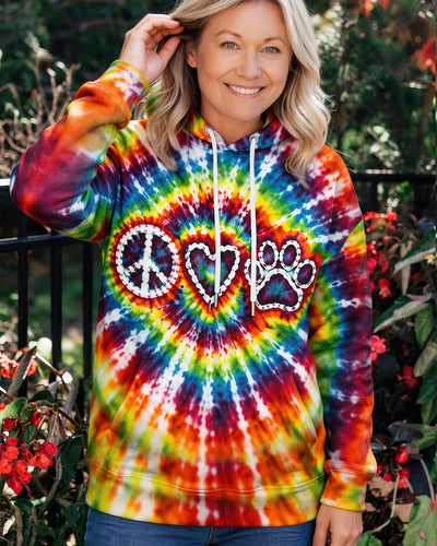 PEACE LOVE PAW PRINT COLORFUL SWIRL ALL OVER PRINT  - TLHG3103262
