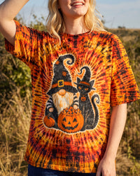 WITCHY GNOME AND BLACK CAT ORANGE SWIRL HALLOWEEN ALL OVER PRINT - TYQY0709263