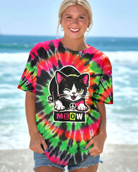 CAT MEOW PINK GREEN SWIRL ALL OVER PRINT - YHHG2901261