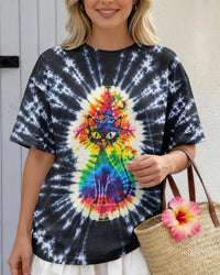VIBRANT RAINBOW HALLOWEEN WITCH CAT BLACK SWIRL ALL OVER PRINT - TYLN0709261