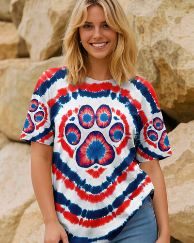HEART PAW RED WHITE AND BLUE ALL OVER PRINT - TYQY02042531