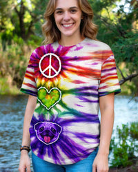 PEACE LOVE PUG DOG FACE SWIRL ALL OVER PRINT  - TLHG0704261