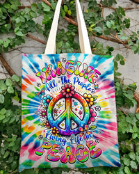 IMAGINE ALL THE PEOPLE LIVING LIFE IN PEACE TIE DYE TOTE BAG - TYQY1504255