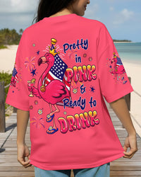 PRETTY IN PINK FLAMINGO RED WHITE & BLUE  ALL OVER PRINT - TLHG2403261