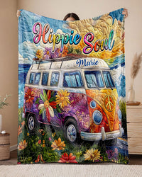 PERSONALIZED HIPPIE SOUL BUS FLEECE BLANKET  - TLNZ2702253