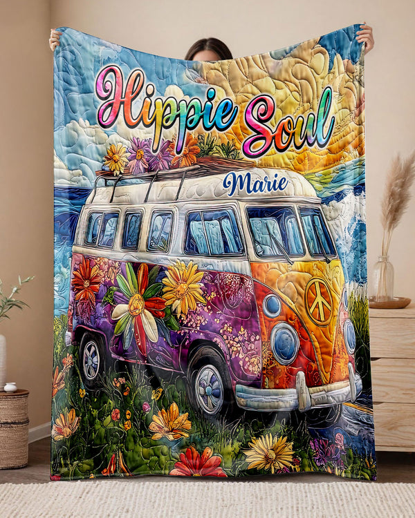 PERSONALIZED HIPPIE SOUL BUS FLEECE BLANKET  - TLNZ2702253