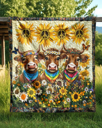 SUNFLOWERS CHARMING HEIFERS FLEECE BLANKET - YHHG2601263