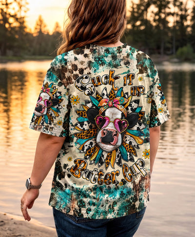 SUCK IT UP BUTTERCUP SUNFLOWER COW ALL OVER PRINT - TLHG0409265