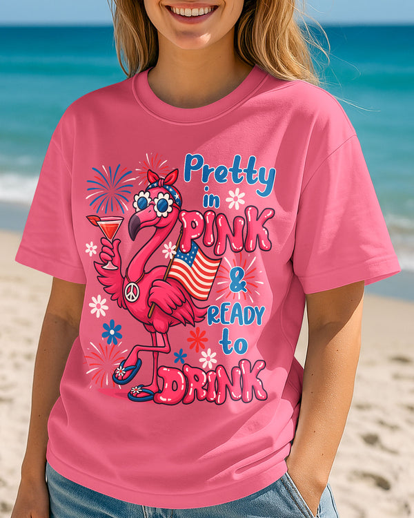 PRETTY IN PINK FLAMINGO COTTON SHIRT - TYQY1305258