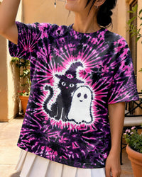 SPOOKY WITCH CAT GHOST HALLOWEEN SWIRL ALL OVER PRINT - TYLN1609261