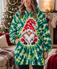 CHRISTMAS GNOME GREEN BURST SHERPA BLANKET HOODIE - YHHG2610261