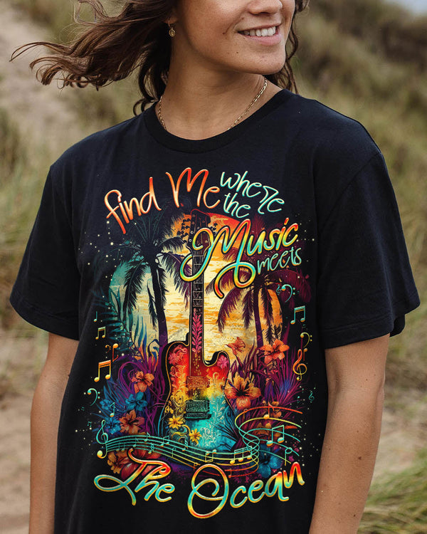 FIND ME WHERE THE MUSIC MEETS THE OCEAN GUITAR COTTON SHIRT - TLNO1305235