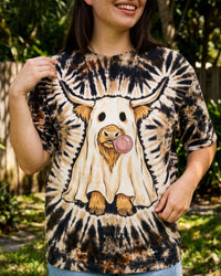 SPOOKY GHOST HIGHLAND COW HALLOWEEN SWIRL ALL OVER PRINT - TYQY0509265