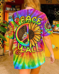 PEACE Y'ALL SUNFLOWER TIE DYE ALL OVER PRINT - TLNZ2706231