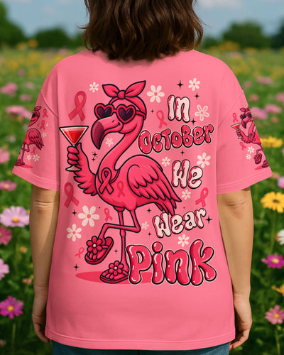IN OCTOBER WE WEAR PINK FLAMINGO BREAST CANCER ALL OVER PRINT - TYQY0808252