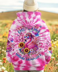BE YOU THE WORLD WILL ADJUST FLAMINGO TIE DYE ALL OVER PRINT - TYQY0802254