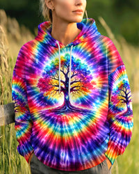NEON RAINBOW SWIRL TREE OF LIFE ALL OVER PRINT - YHHG2402262