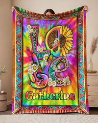 PERSONALIZED HIPPIE LOVE TIE DYE BLANKET  - TLNZ2402251