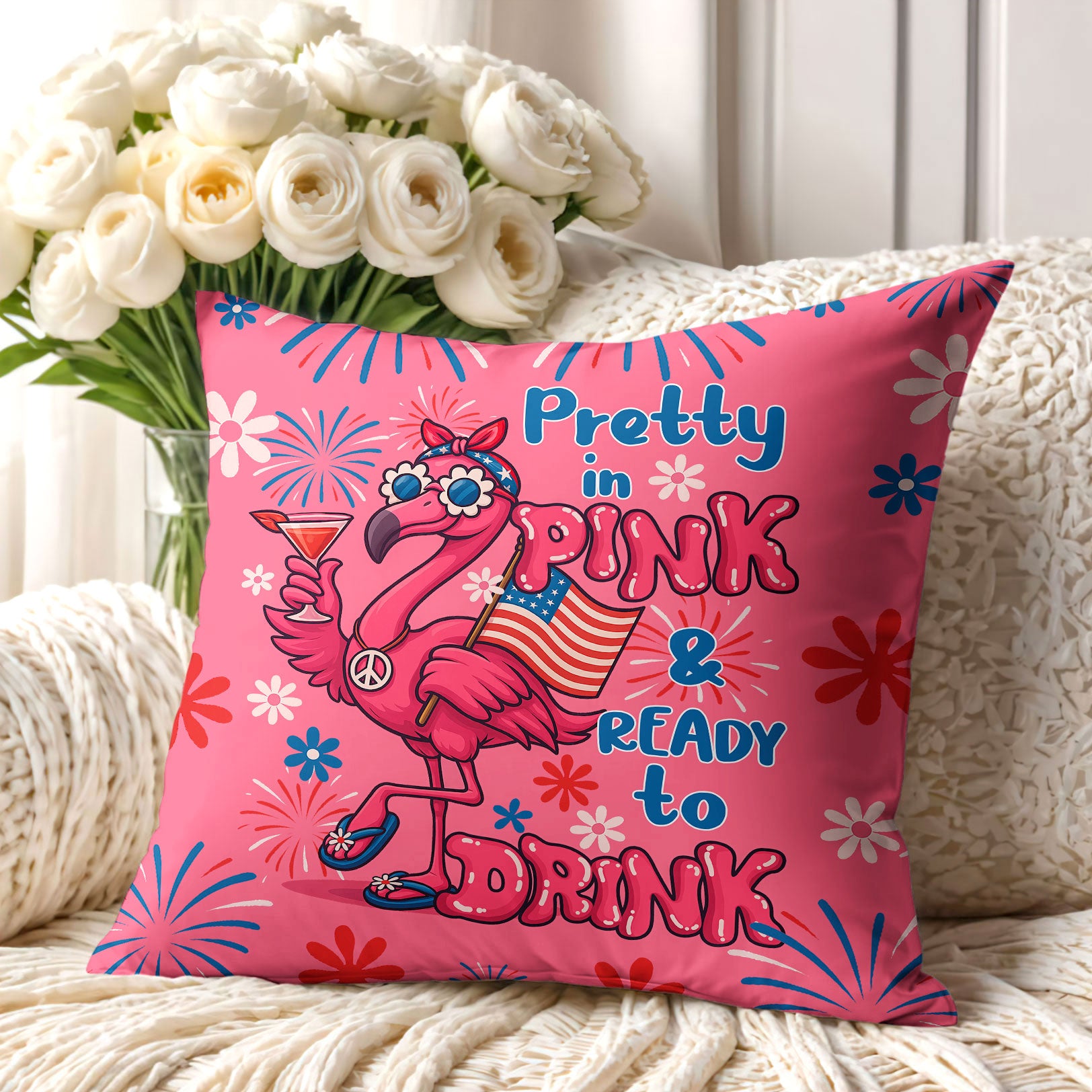 PRETTY IN PINK FLAMINGO PILLOW - TYQY13052510
