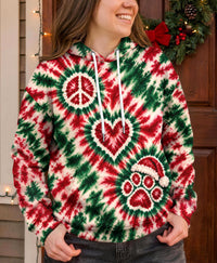 PEACE LOVE PAWS CRIMSON EMERALD BURST. ALL OVER PRINT - YHHG0510262