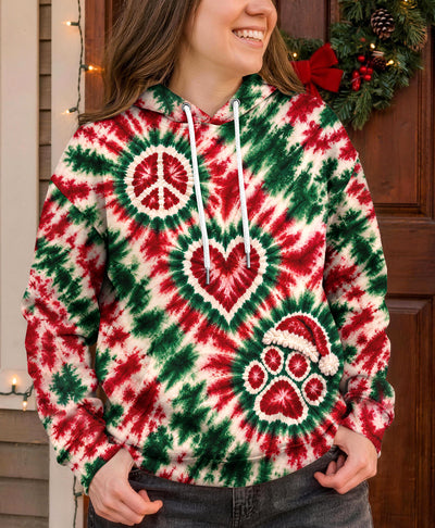 PEACE LOVE PAWS CRIMSON EMERALD BURST. ALL OVER PRINT - YHHG0510262