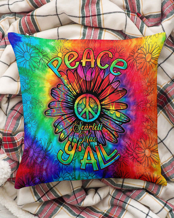 PERSONALIZED PEACE Y'ALL DAISY TIE DYE PILLOW - TLNO0901254