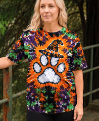 PAW PRINT WITCH HAT  HALLOWEEN BURST ALL OVER PRINT - TLHG2207261