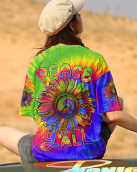 PEACE Y'ALL SUNFLOWER TIE DYE LEOPARD ALL OVER PRINT - TLNZ1407233