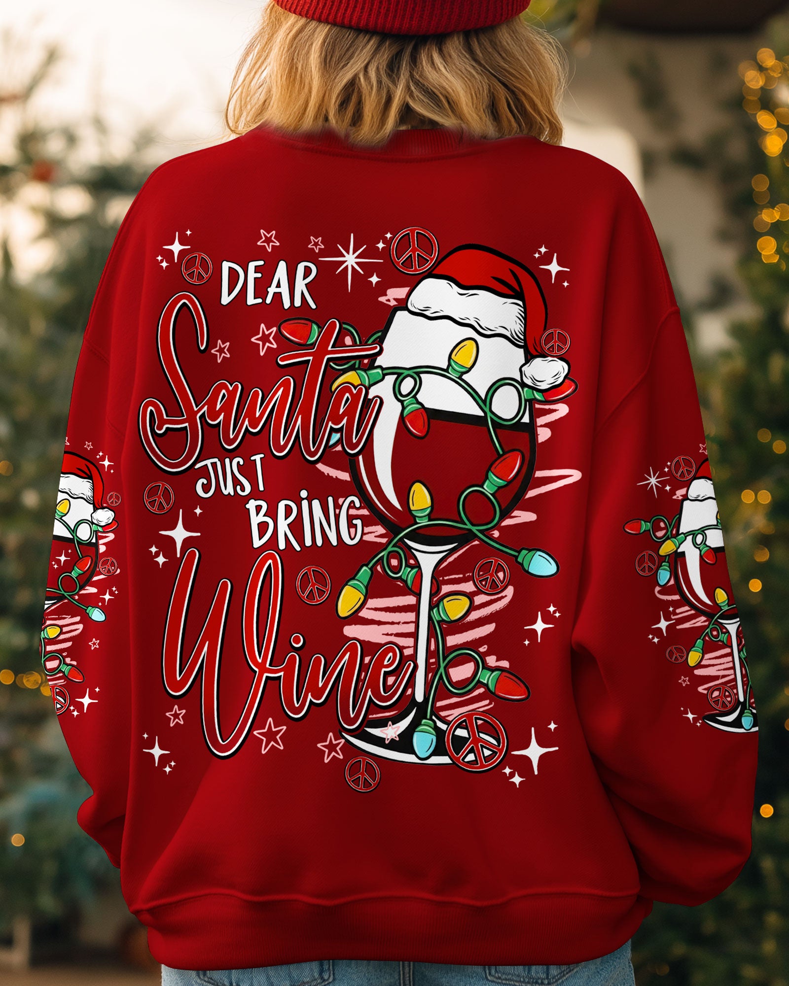 DEAR SANTA JUST BRING WINE CHRISTMAS ALL OVER PRINT - TY1711251