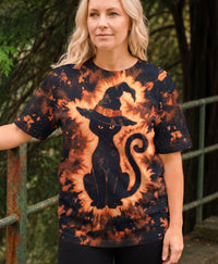 BLACK CAT WITCHY HALLOWEEN BURST ALL OVER PRINT   - TLHG0409264